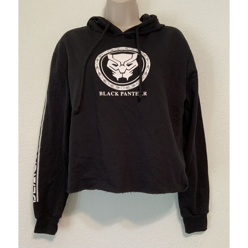 Marvel Women's Black Panther Black‎ Cropped Hoodie Sweatshirt Size S